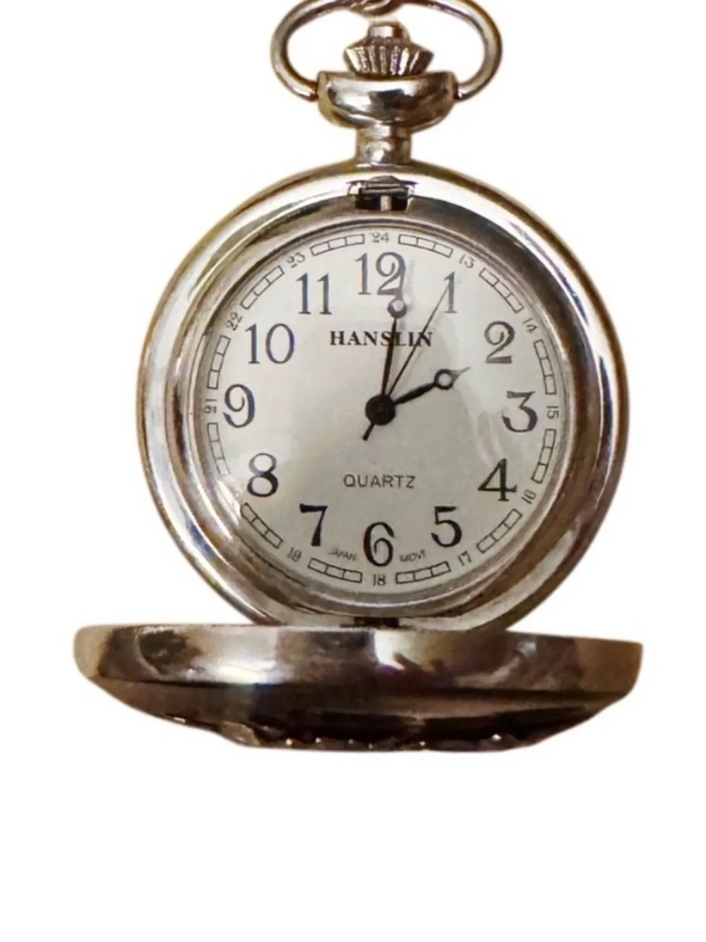 Vintage Hanslin Motorcycle Pocket Watch with Chain